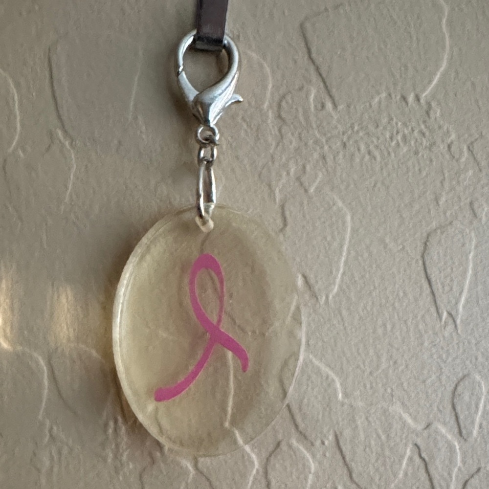 Pink Ribbon Breast Cancer Awareness Keychain acrylic purse Bag Charm - Picture 5 of 5